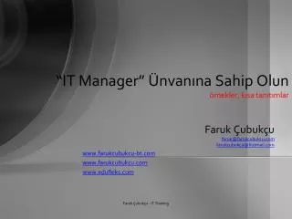 it manager nvan na sahip olun rnekler k sa tan t mlar