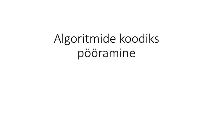 algoritmide koodiks p ramine