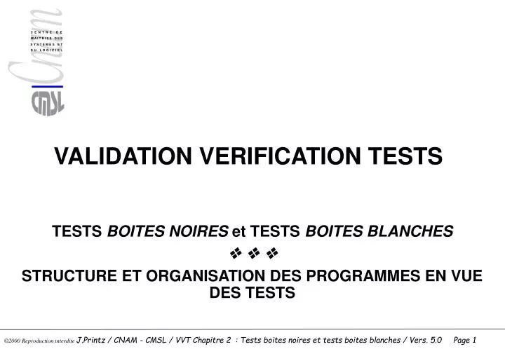 validation verification tests