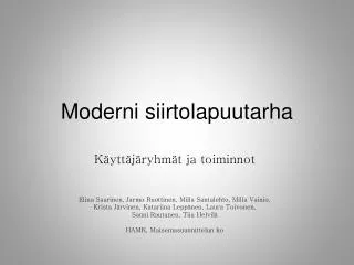 moderni siirtolapuutarha