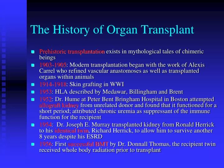 the history of organ transplant