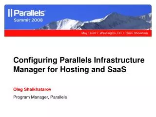 Configuring Parallels Infrastructure Manager for Hosting and SaaS