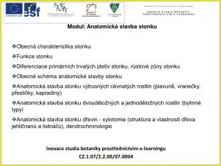 inovace studia botaniky prost ednictv m e learningu cz 1 07 2 2 00 07 0004