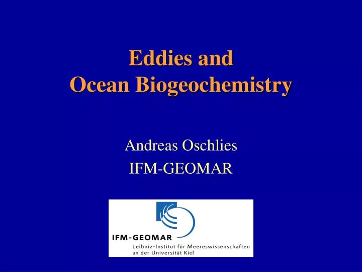 eddies and ocean biogeochemistry