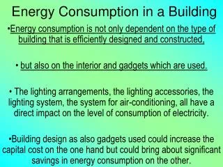 Energy Consumption in a Building
