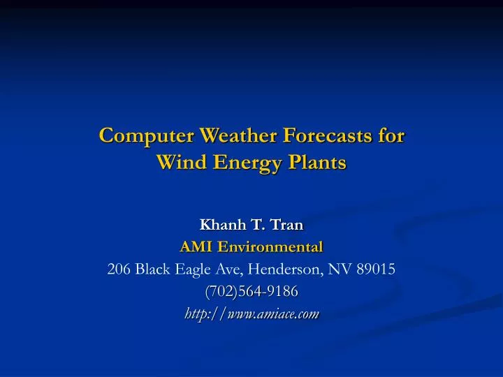 computer weather forecasts for wind energy plants
