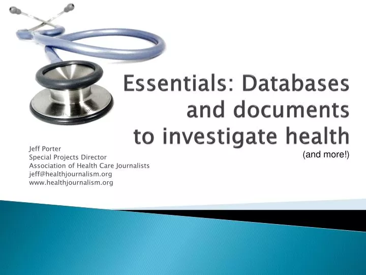 essentials databases and documents to investigate health