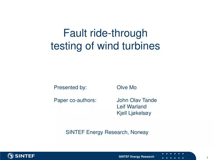 fault ride through testing of wind turbines