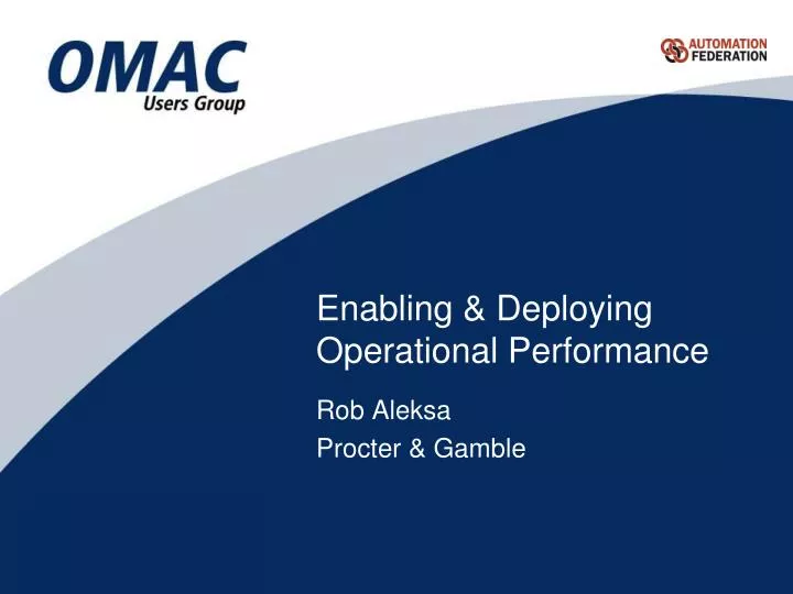 enabling deploying operational performance