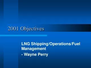 2001 Objectives