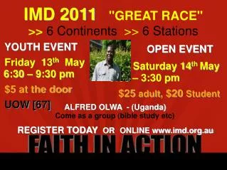 IMD 2011 &quot;GREAT RACE&quot; &gt;&gt; 6 Continents &gt;&gt; 6 Stations
