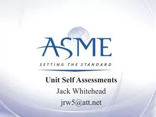 Unit Self Assessments Jack Whitehead jrw5@att