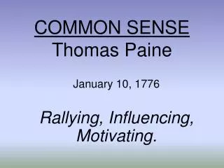 COMMON SENSE Thomas Paine