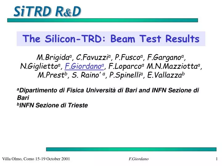 the silicon trd beam test results