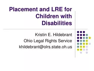 Placement and LRE for Children with Disabilities