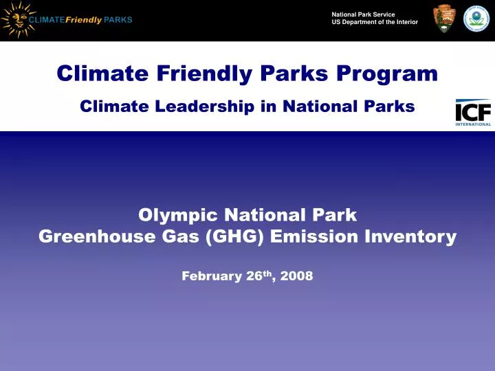 olympic national park greenhouse gas ghg emission inventory february 26 th 2008