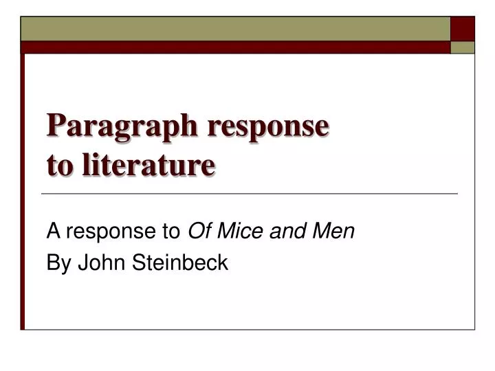paragraph response to literature