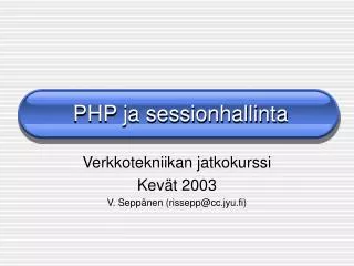 php ja sessionhallinta