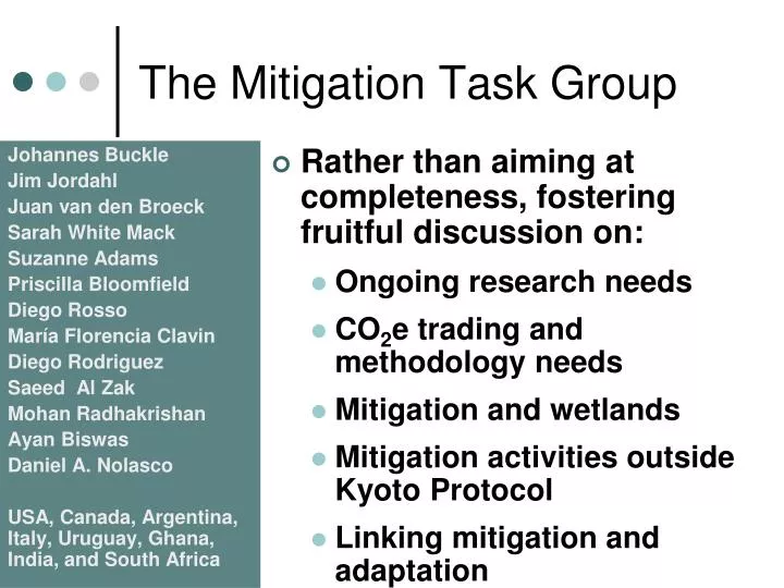 the mitigation task group