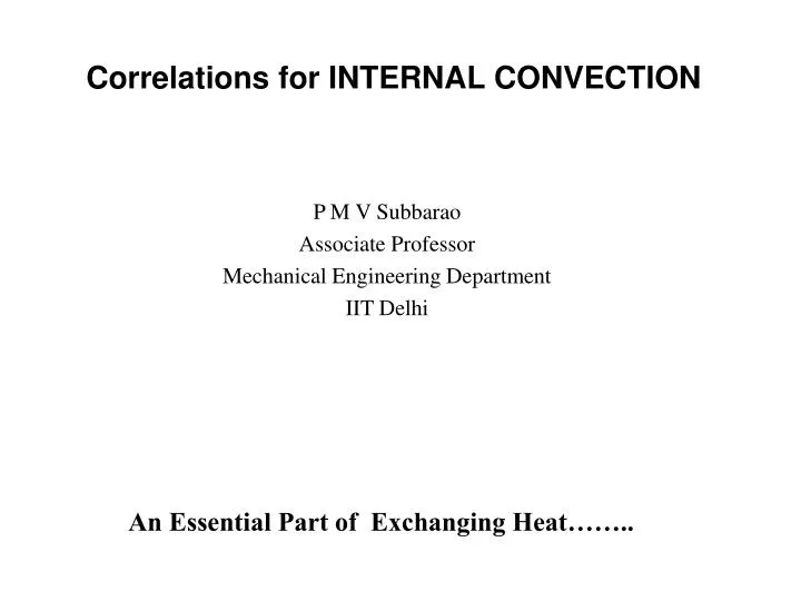 correlations for internal convection