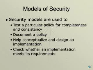 Models of Security