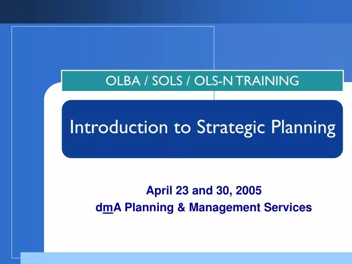 april 23 and 30 2005 d m a planning management services