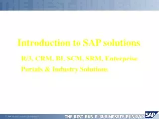 Introduction to SAP solutions