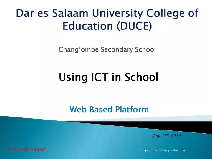 dar es salaam university college of education duce chang ombe secondary school