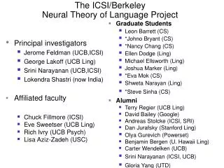 The ICSI/Berkeley Neural Theory of Language Project