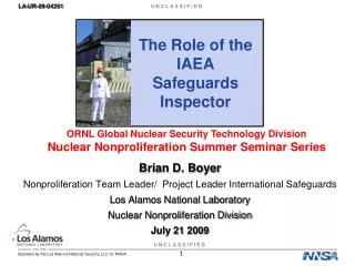 The Role of the IAEA Safeguards Inspector