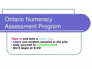 Ontario Numeracy Assessment Program