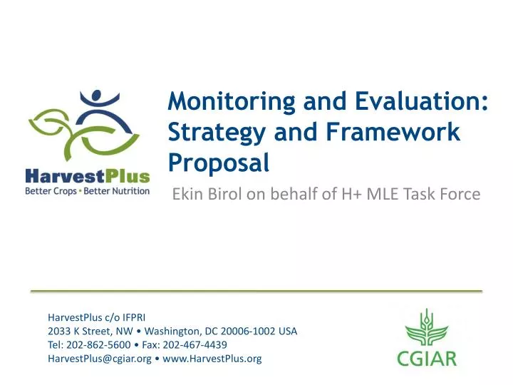 monitoring and evaluation strategy and framework proposal