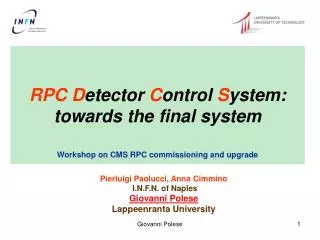 RPC D etector C ontrol S ystem: towards the final system