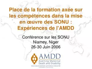 place de la formation ax e sur les comp tences dans la mise en uvre des sonu exp riences de l amdd