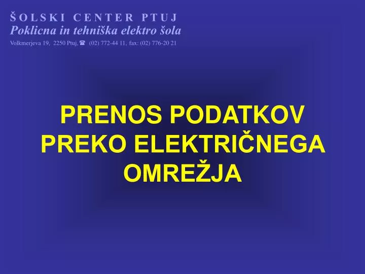 prenos podatkov preko elektri nega omre ja