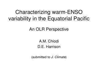 Characterizing warm-ENSO variability in the Equatorial Pacific