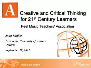 John Phillips Instructor, University of Western Ontario September 17, 2012