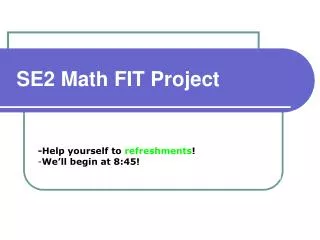 SE2 Math FIT Project