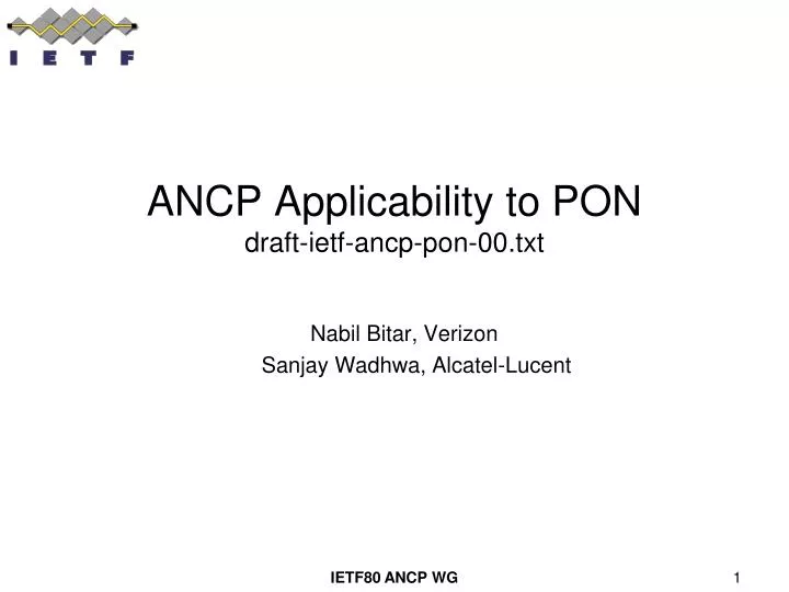 ancp applicability to pon draft ietf ancp pon 00 txt
