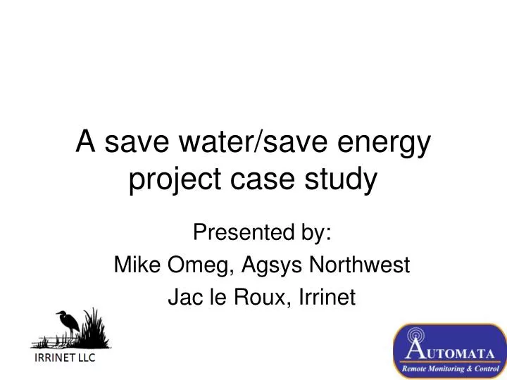 a save water save energy project case study
