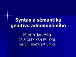 syntax a s mantika genitivu adnomin ln ho
