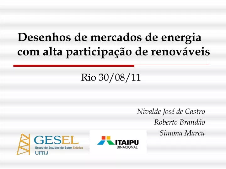 desenhos de mercados de energia com alta participa o de renov veis