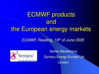 ECMWF products and the European energy markets