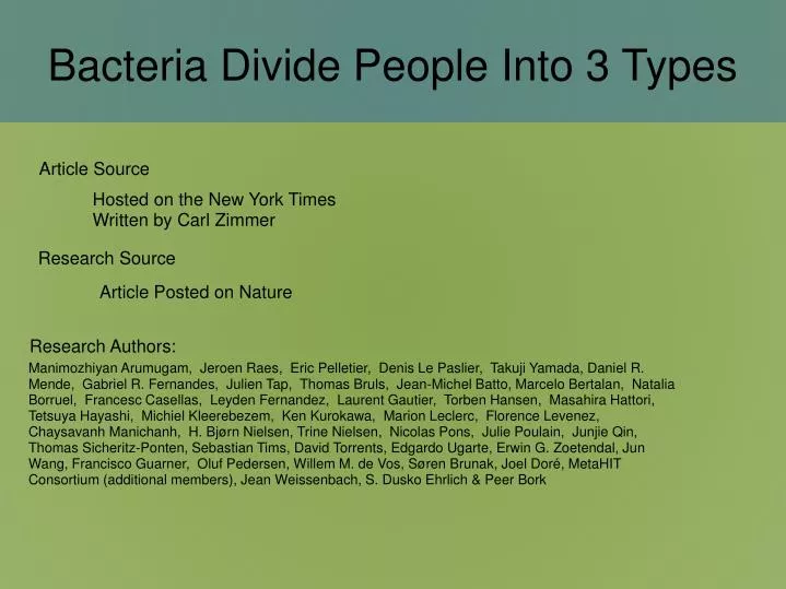 bacteria divide people into 3 types