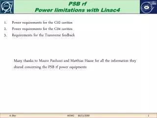 PSB rf Power limitations with Linac4