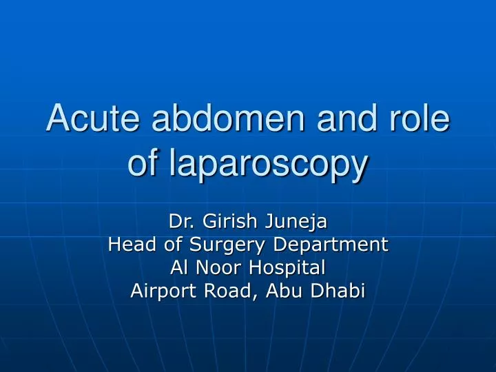 acute abdomen and role of laparoscopy