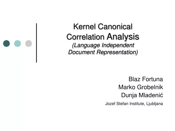 kernel canonical correlation analysis language independent document representation