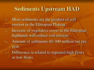 Sediments Upstream HAD