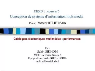 ue303 c cours n 5 conception de syst me d information multim dia