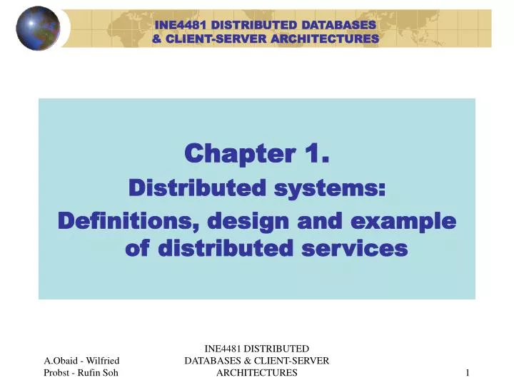 ine4481 distributed databases client server architectures